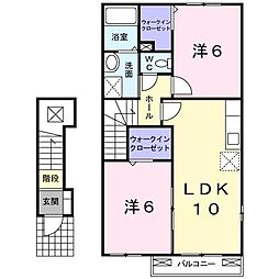 シルキーエトアールB 2LDKの間取図画像