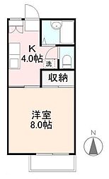 アルベール屋島A 1Kの間取図画像
