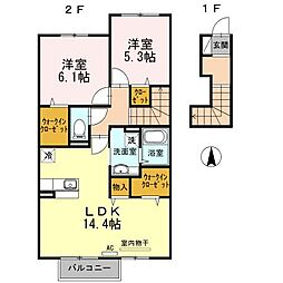 グランシャリオ 2LDKの間取図画像