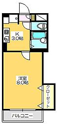 グランドジョラス 1Kの間取図画像