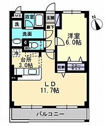 ヴィラブライトン 1LDKの間取図画像