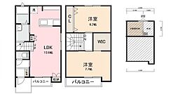 メゾネストX香西 A 2LDKの間取図画像