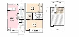 メゾネストX香西 A 2LDKの間取図画像