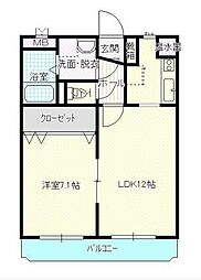ユーミー伏石 1LDKの間取図画像