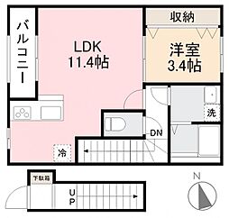 アネックス木太2 1LDKの間取図画像