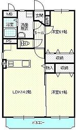 ジェンテ 2LDKの間取図画像