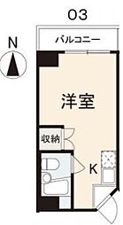 瓦町オレンジハウス ワンルームの間取図画像