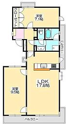 ラフォーレ石清尾 2LDKの間取図画像