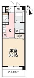 SQuareKITA 1Kの間取図画像