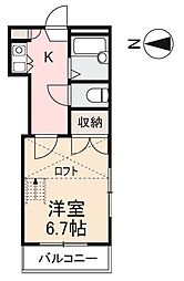 フレシール東山崎 1Kの間取図画像