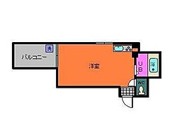 ササハラビル 3階1Kの間取り