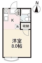 セゾンドAkiA 1Kの間取図画像