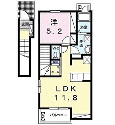 ルクア三条C 1LDKの間取図画像