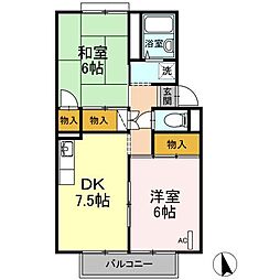 ファミールえんざA 2DKの間取図画像