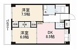 サクラーレ協拓 3階2DKの間取り