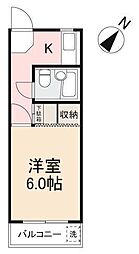 サニーハイツ宮脇 1階1Kの間取り