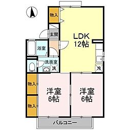 パラシオ樹太 2階2LDKの間取り