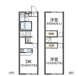 レオパレス新名 1階2DKの間取り