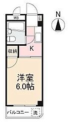 白川ハイツ 1Kの間取図画像