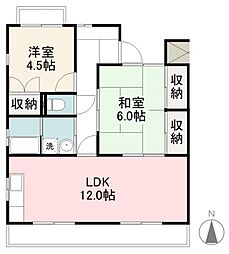 シーサイドハイツ屋島 2LDKの間取図画像
