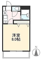 ローテンブルグIV 2階1Kの間取り