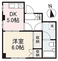 ハイツ松並 1DKの間取図画像