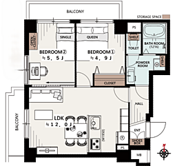 間取図画像 2LDK