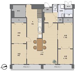 シャトー富士 4LDKの間取図画像