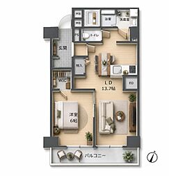 野田パークマンション 1SLDKの間取図画像