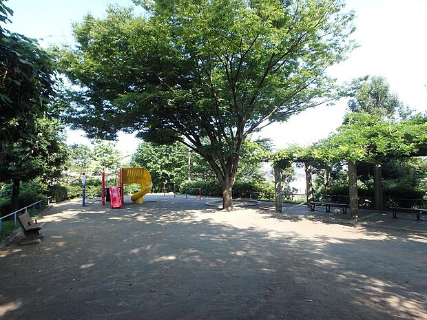 周囲を緑に囲まれた公園。広い広場もあります。お散歩で心も体もリフレッシュ