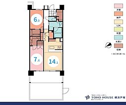 ルネ横浜戸塚 1SLDKの間取図画像