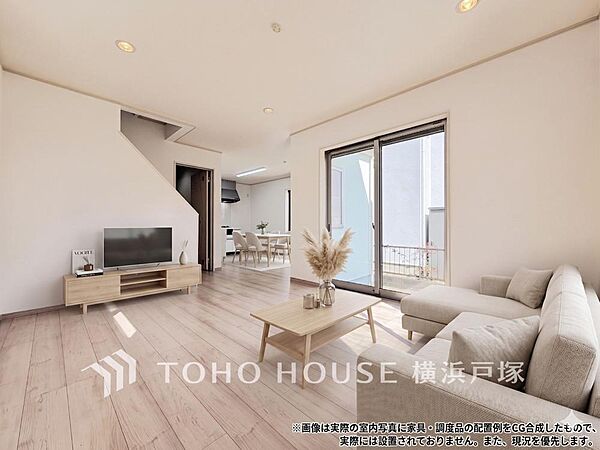 「Living room」柔らかな色合いのフローリングと清潔感の溢れるクロスが明るい空間を創り出しているリビングダイニング。憩いの場に相応しく、ここで楽しむ家族の時間が絆をより深めてくれそうです。