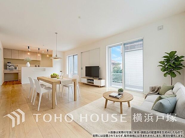 【Living room】光と風が溢れる開放的なリビングダイニングには自然と家族みんなが集まってきます。明るく穏やかな空気の中で飲んだり、食べたり、笑ったり。
