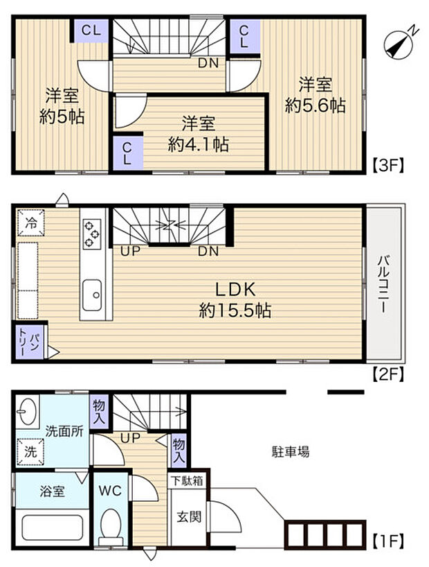 LDKと自室が分かれているため、プライバシーが確保しやすい3LDK