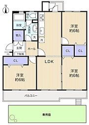 秋津第一団地1-1-5 3LDKの間取図画像