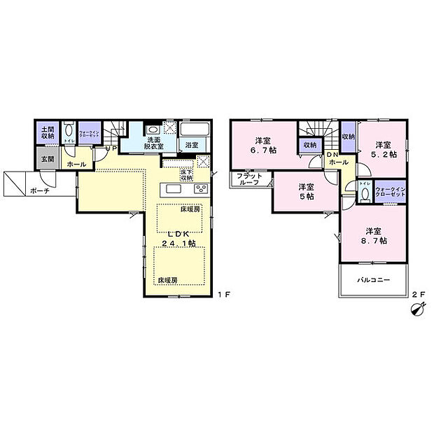 使い勝手の良い全室洋室タイプ、収納豊富な間取り