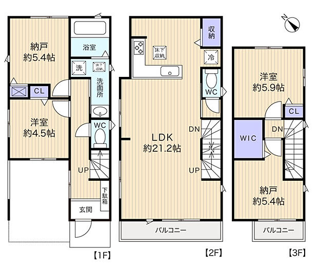 明るい光と開放的な景色を楽しめる2階リビングの住まい　