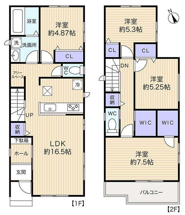 使い勝手の良い全室洋室タイプの3SLDK、収納豊富な間取り