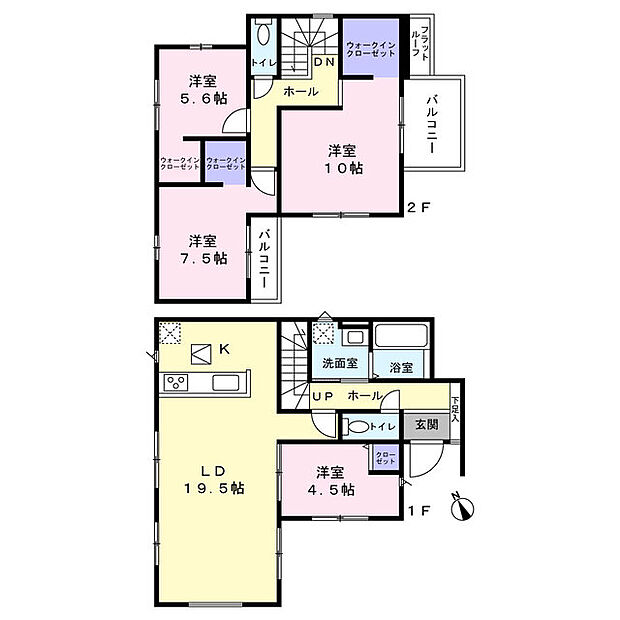 収納豊富な4LDKの住まい。2F居室すべてにWICを備えており、お部屋を広くお使いいただけます　
