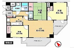 コスモ津田沼ティエラ 3LDKの間取図画像