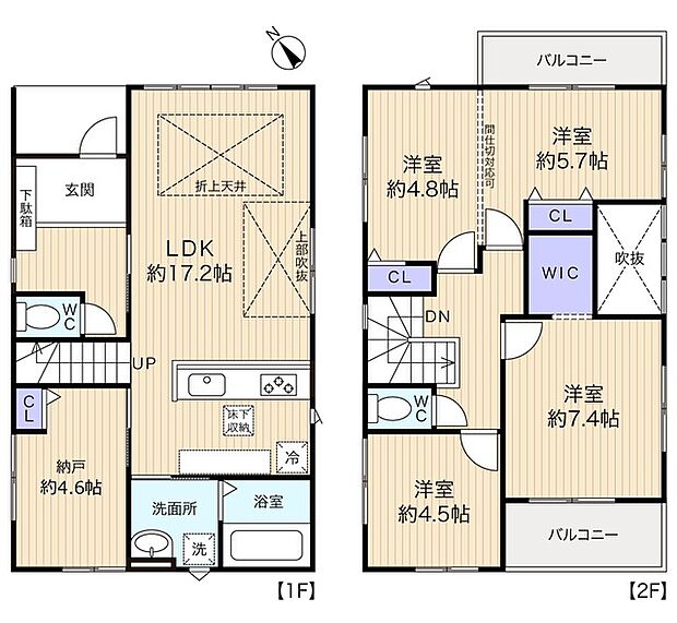 吹抜が家族をつなぐ間取り。4LDK対応可能な柔軟プランです