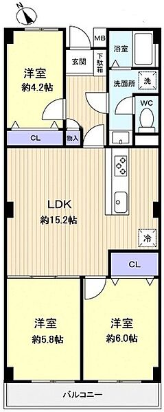 専有面積約74.24？の3LDK、リビングを中心とした間取りが明るいファミリー空間を実現
