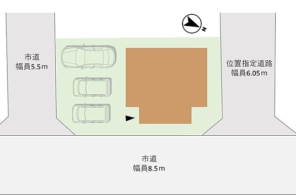 配置図　駐車スペース3台OK