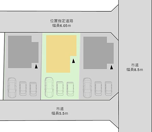 配置図　駐車3台ゆったりOKです