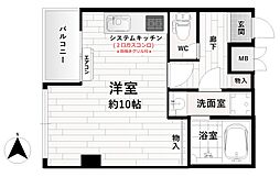 アクアコート谷町 ワンルームの間取図画像