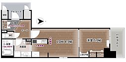 ラシュレ天満橋 1LDKの間取図画像