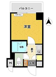淡路ハイツ 4階1Kの間取り