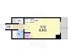 イクスピリオド京都河原町 4階ワンルームの間取り