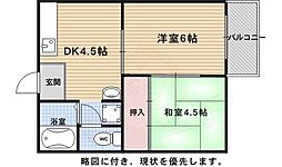 JR山陰本線 嵯峨嵐山駅 バス5分 大覚寺下車 徒歩6分の賃貸アパート 2階2DKの間取り