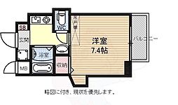 阪急京都本線 西院駅 徒歩9分の賃貸マンション 2階1Kの間取り